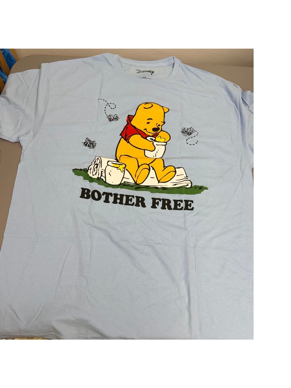 Disney Winnie The Pooh Bother Free Graphic Tee Light Blue XL